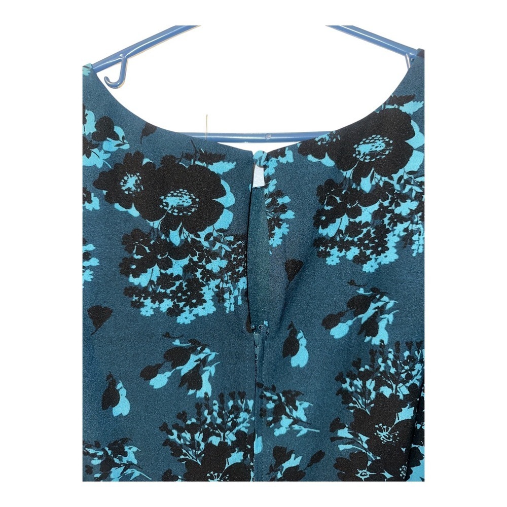 Torrid Blue/Black Floral Georgette Cutout Sleeve Skater Dress, Size 18 - Picture 7 of 9